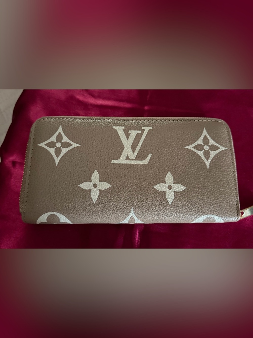 Taupe Monogram Zip Wallet